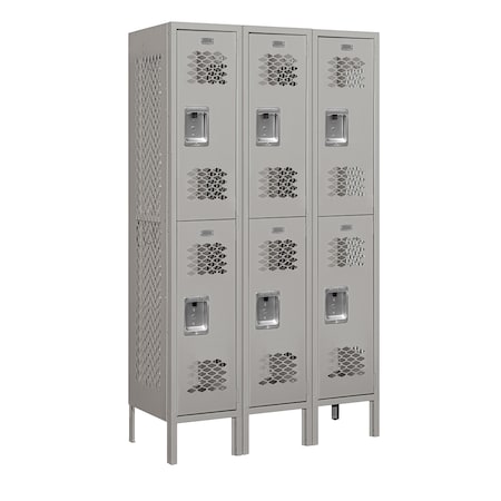 Salsbury Industries 2 Tier Vented Locker, 36"Wx66"Hx15"D, 6 Door, Gray, Unassembled 72355GY-U